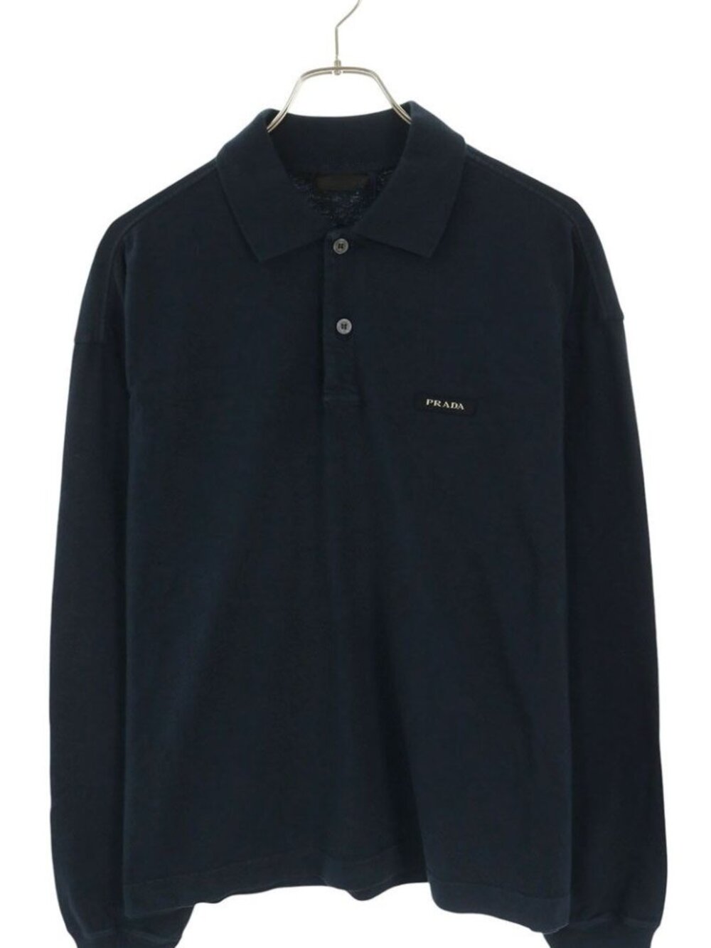 Prada Chest Logo Polo Long Sleeve Top